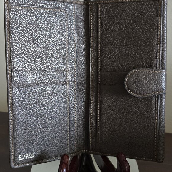 Vintage Gucci Long Leather Wallet w/cc slots ~ EVC ~ 70's/80's - Picture 6 of 14
